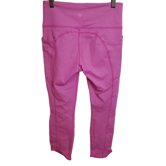 ATHLETA Capri Pink Striped Athletic Work Out Leggings Women's Size Small - Picture 8 of 13